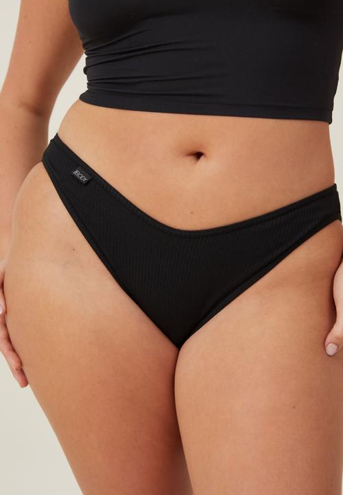 Cotton On - Organic Cotton Rib Bikini Brief - Black