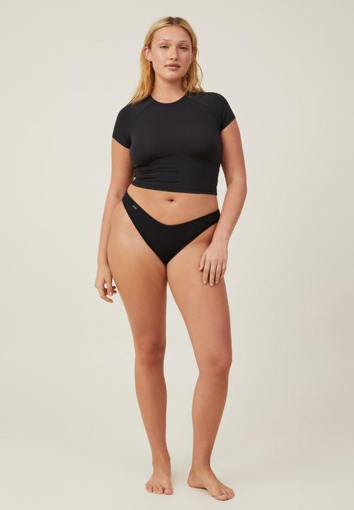Cotton On - Organic Cotton Rib Bikini Brief - Black