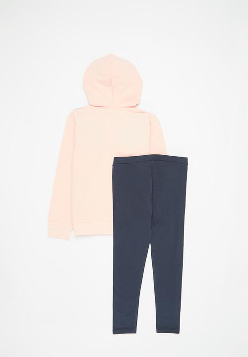 GUESS - Set active top w/zip+leggings - pink blush