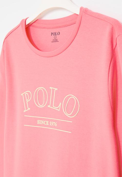 POLO - Girls harper long sleeve printed dress - pink