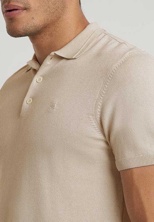 G-STAR - Knitted polo Light galli knit - whitebait