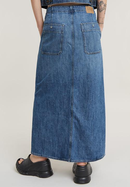 G-STAR - Belted Cargo Long Skirt wmn - faded cliffside blue