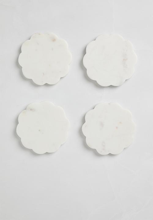 Sixth Floor - Sona Marble Coaster set of 4 - White