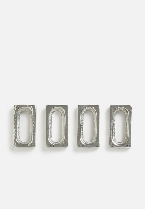 Sixth Floor - Estelle Napkin Rings set of 4- Silver