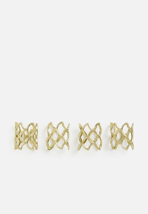 Sixth Floor - Goldi Napkin Rings set of 4- Gold