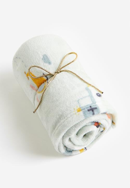 H&M - Patterned fleece blanket - light green vehicles