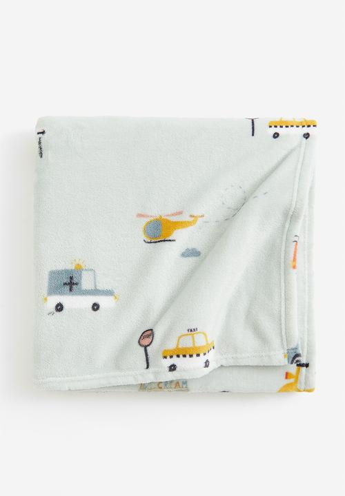 H&M - Patterned fleece blanket - light green vehicles