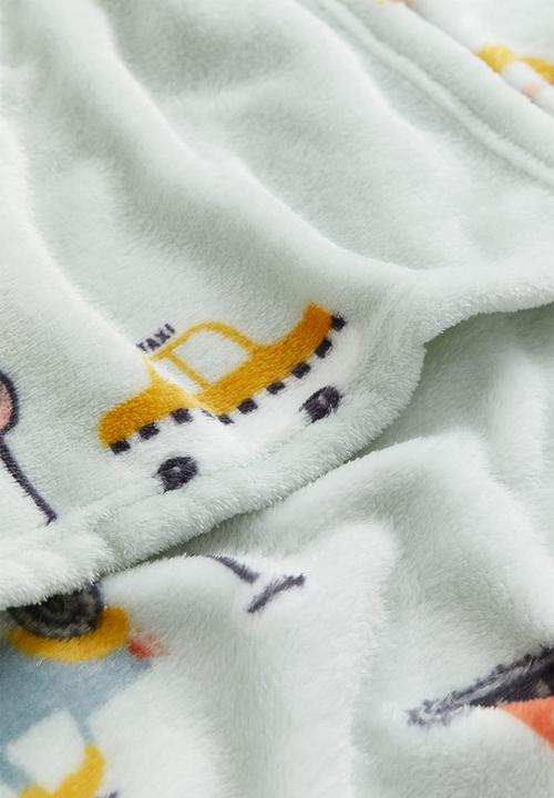 H&M - Patterned fleece blanket - light green vehicles
