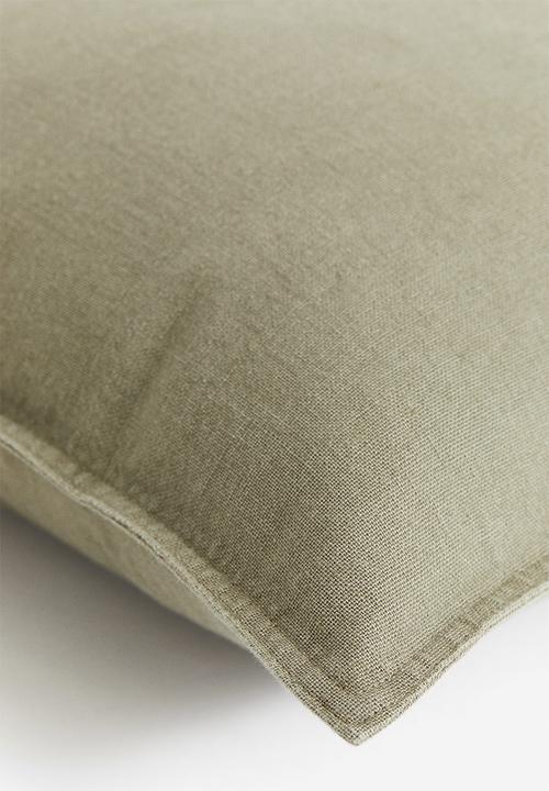 H&M - Linen-blend cushion cover - dark khaki green