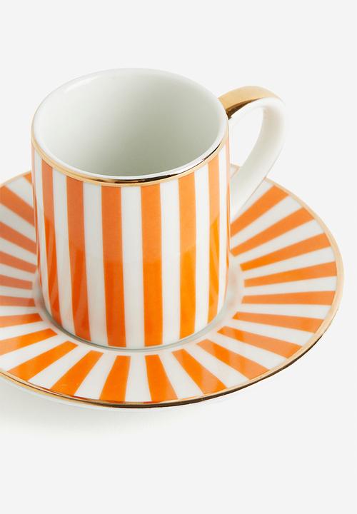 H&M - Espresso cup and saucer - orange striped