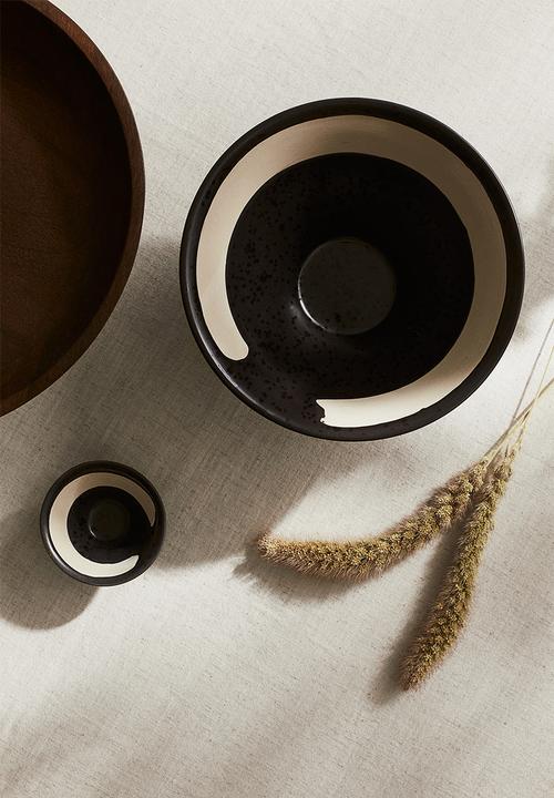 H&M - Stoneware bowl - black & light beige