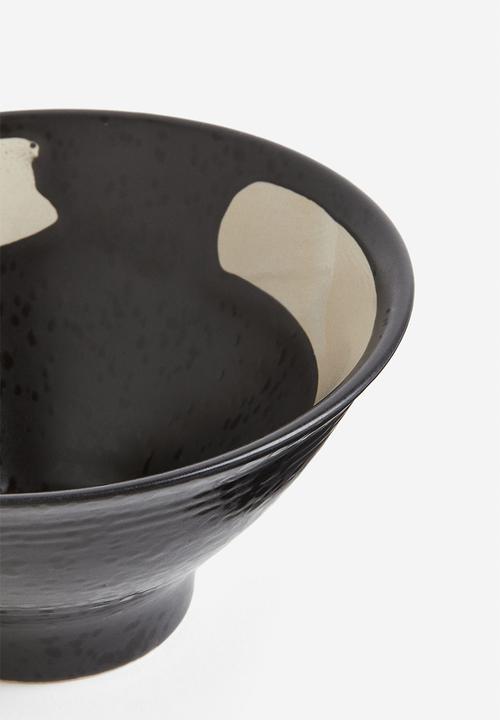H&M - Stoneware bowl - black & light beige