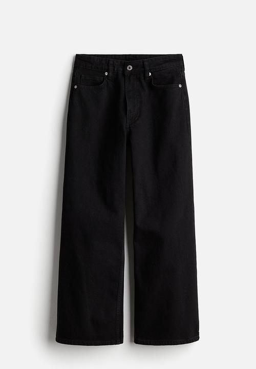 H&M - Wide high cropped jeans - black