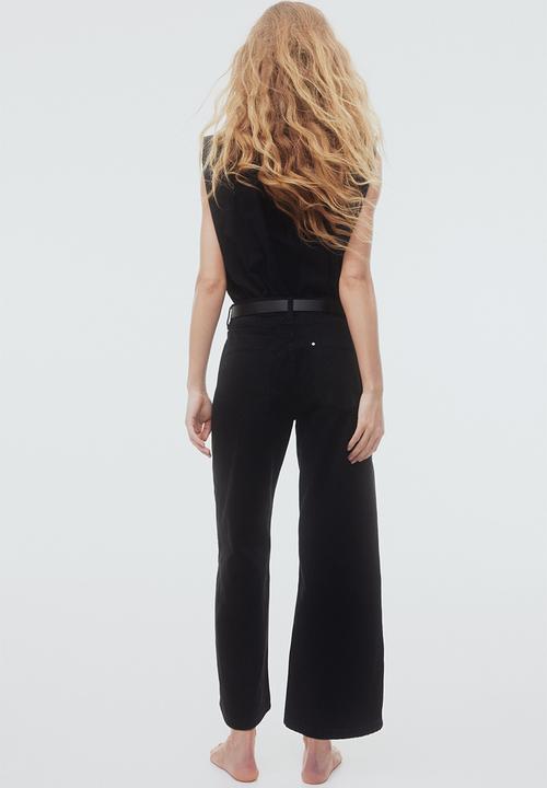 H&M - Wide high cropped jeans - black