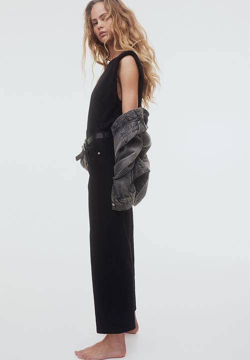 H&M - Wide high cropped jeans - black