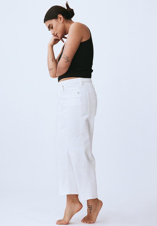 H&M - Wide high cropped jeans - white