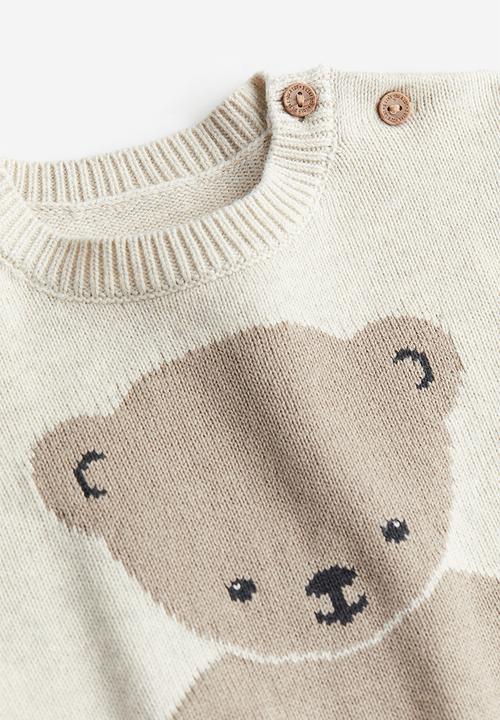 H&M - Cotton jumper - light greige bear