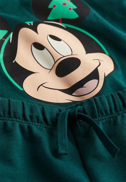 H&M - 2 piece cotton set - dark green mickey mouse