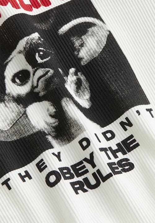 H&M - Printed jersey top - black gremlins