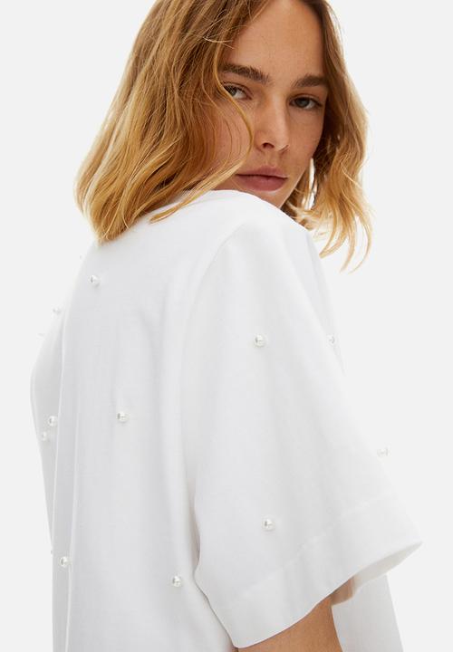 H&M - Bead-embellished t-shirt - white