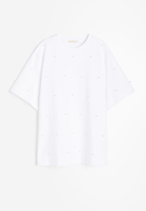 H&M - Bead-embellished t-shirt - white