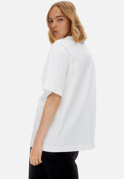 H&M - Bead-embellished t-shirt - white