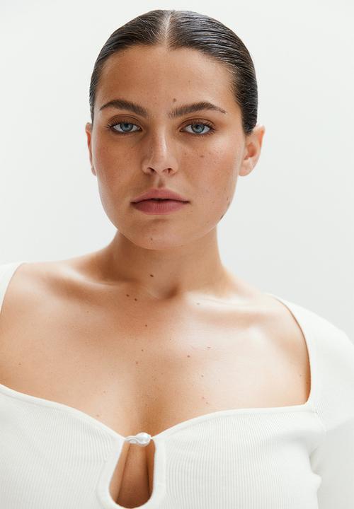 H&M - Bead-detail top - cream
