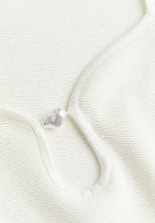 H&M - Bead-detail top - cream
