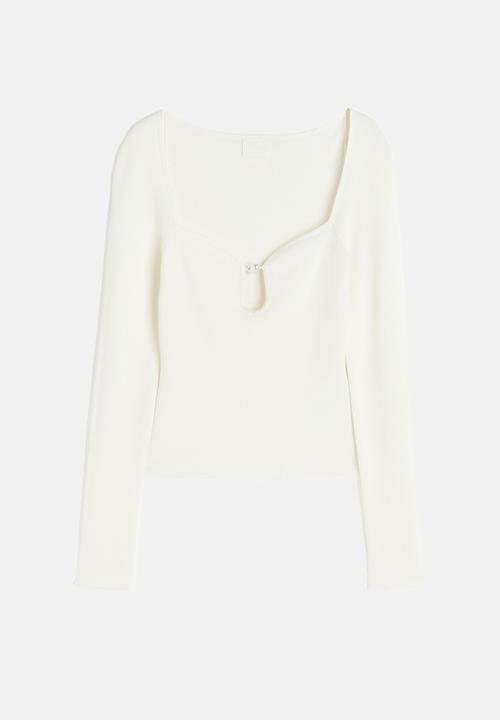H&M - Bead-detail top - cream