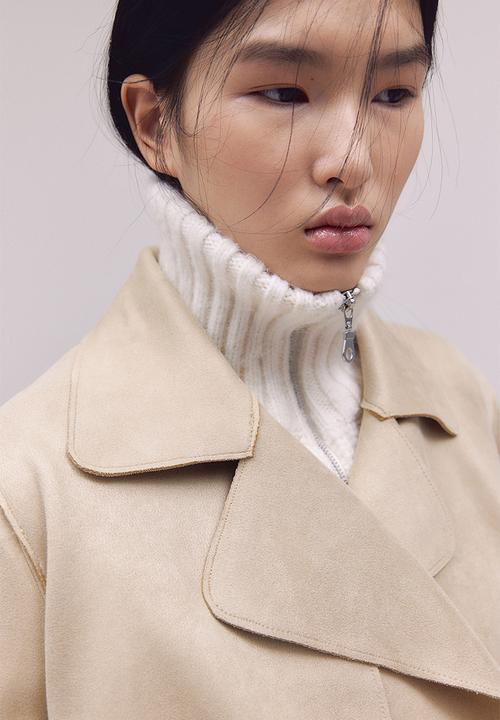 H&M - Imitation suede trenchcoat - light beige