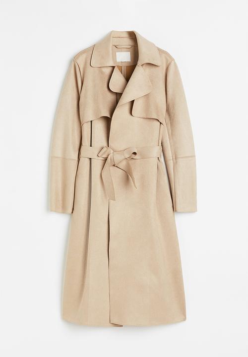 H&M - Imitation suede trenchcoat - light beige