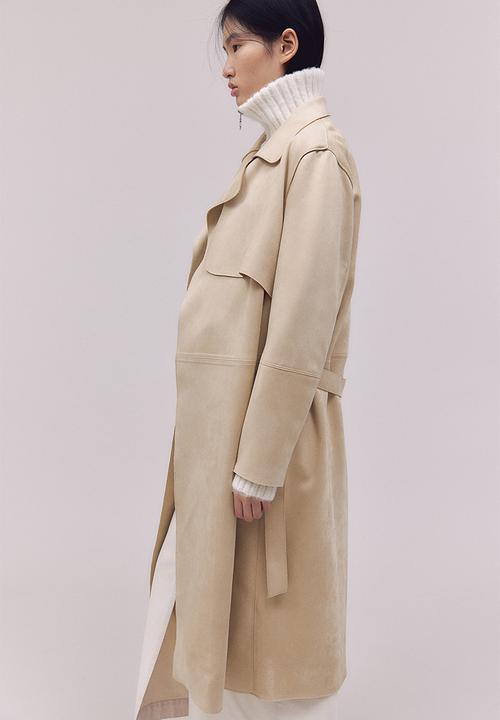 H&M - Imitation suede trenchcoat - light beige
