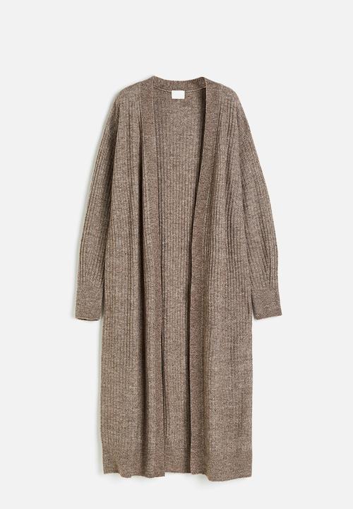 H&M - Long cardigan - dark beige marl