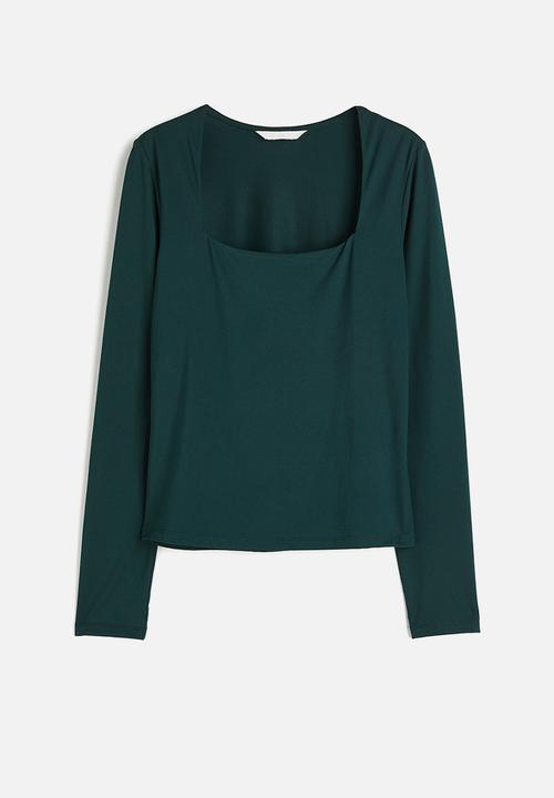 H&M - Long-sleeved jersey top - dark green 