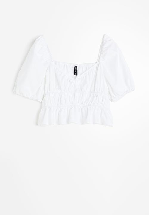 H&M - Gathered cotton blouse - white