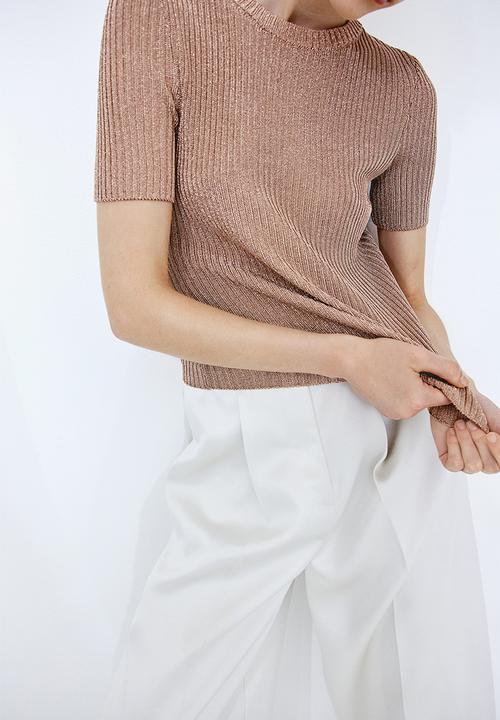 H&M - Metallic rib-knit top - bronze