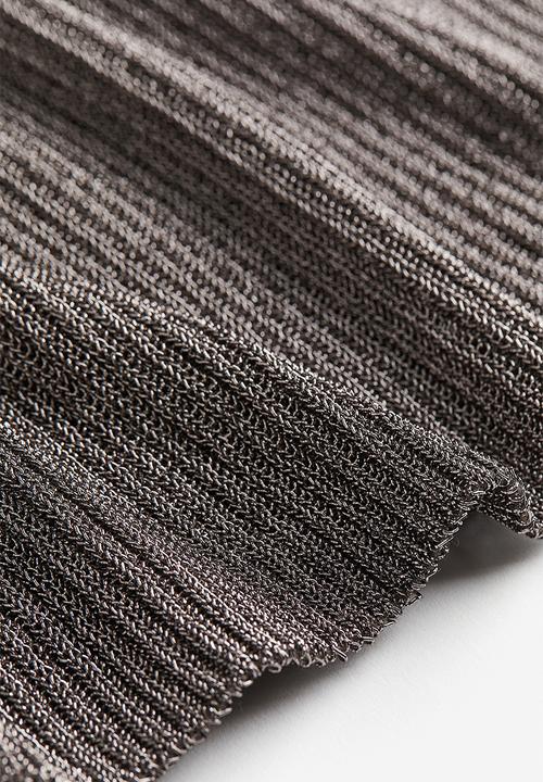H&M - Metallic rib-knit top - grey & silver-coloured