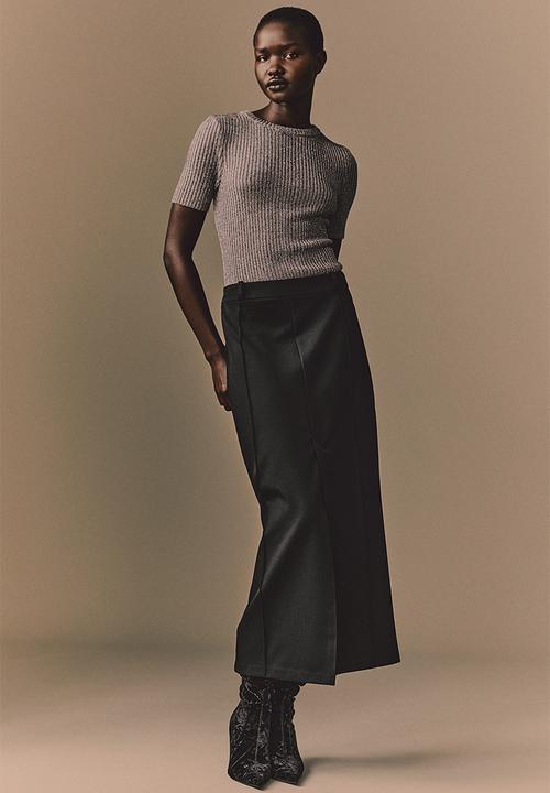 H&M - Metallic rib-knit top - grey & silver-coloured