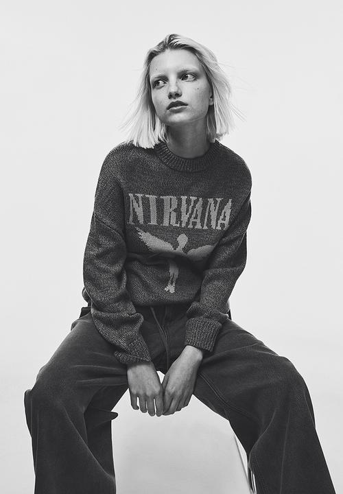 H&M - Jacquard-knit jumper - dark grey marl & nirvana