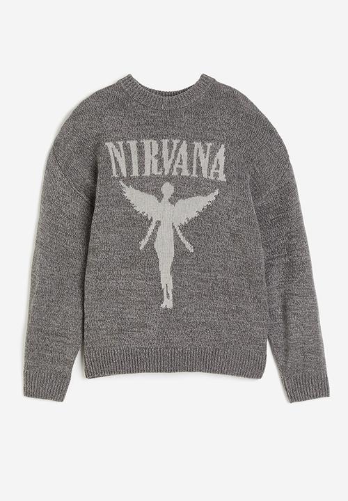H&M - Jacquard-knit jumper - dark grey marl & nirvana
