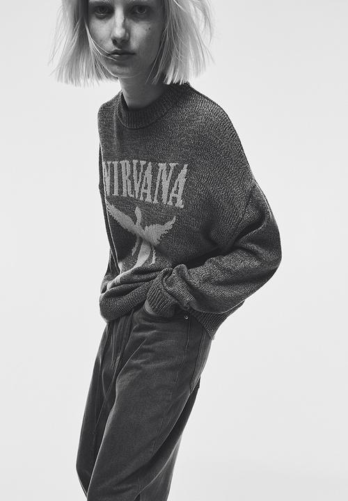 H&M - Jacquard-knit jumper - dark grey marl & nirvana