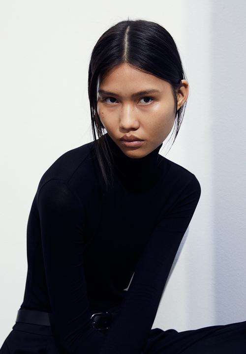 H&M - Polo-neck top - black