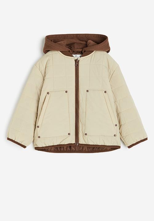 H&M - Quilted jacket with a hood - light beige block-coloured