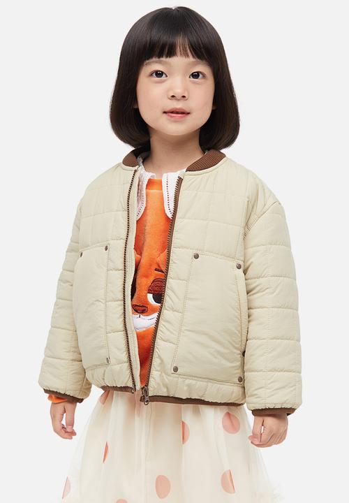 H&M - Quilted jacket with a hood - light beige block-coloured