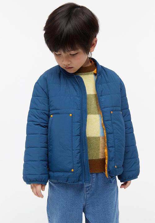 H&M - Quilted jacket with a hood - blue & orange