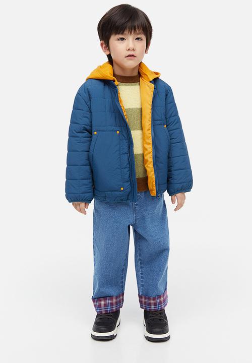 H&M - Quilted jacket with a hood - blue & orange