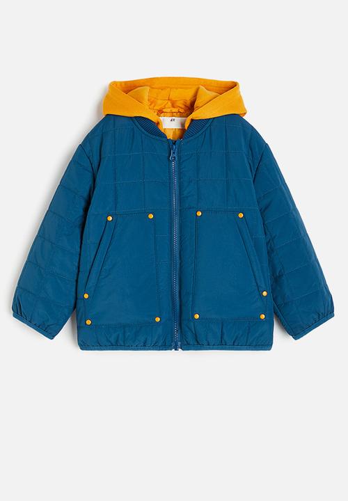 H&M - Quilted jacket with a hood - blue & orange