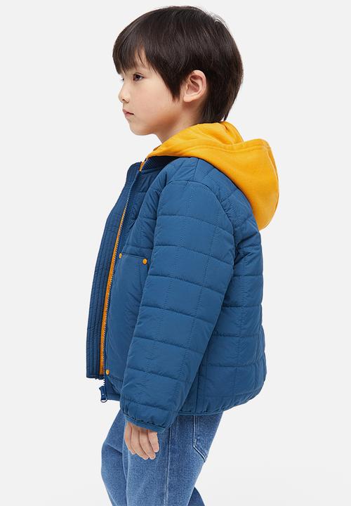 H&M - Quilted jacket with a hood - blue & orange