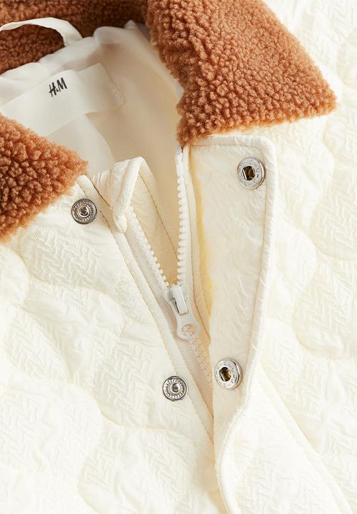 H&M - Teddy-collared jacket - white & brown