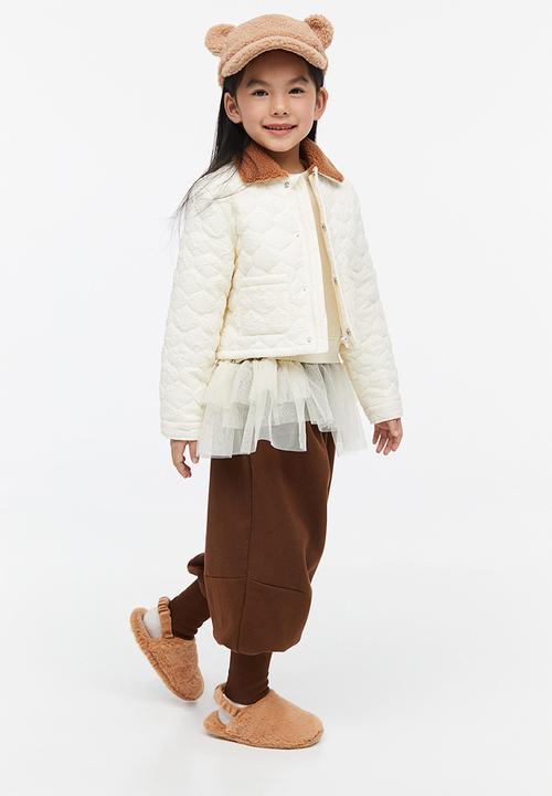 H&M - Teddy-collared jacket - white & brown